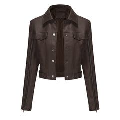 Long Sleeved Motorcycle Thin Leather Jacket