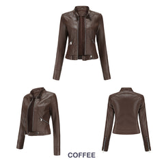 Women Thin Leather Short Jacket