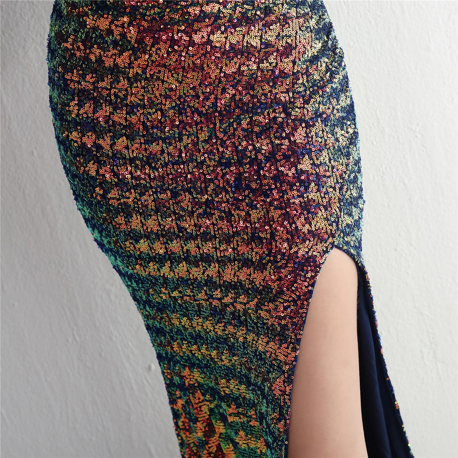 REVCHIC LUXE Elegant One-Shoulder Sequin Fishtail Gown