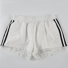 Street Lace Stitching Striped Loose Casual Shorts