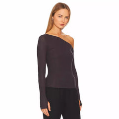 One Shoulder Slim Long Sleeve Top