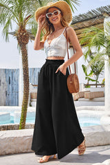 Summer High Waist Loose Cotton Linen Wide Leg Pants