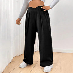 Loose Casual Solid Color Casual Wide Leg Track Pants