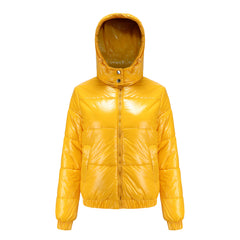 Hooded Long Sleeve Glossy Cotton Padded Jacket