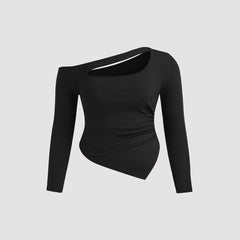 Plus Size Slim Fit Cold Shoulder Long Sleeve Top