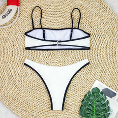 Tube Top High Waist Color Matching Bikini