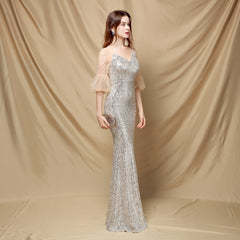 Elegant Silk Tassel Sequin Fishtail Formal Dress