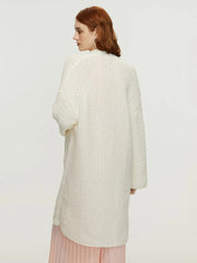 Women Knitted Twist Mid Length Cardigan