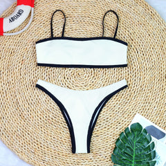 Tube Top High Waist Color Matching Bikini