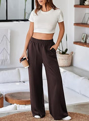 Women High Waist Loose Wide Leg Trousers