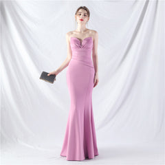 Elegant Off Shoulder Tube Top Satin Evening Dress