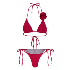 Three Point Solid Color Bikini Three Piece Set