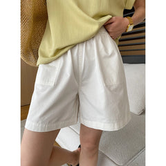 Double Pocket Cotton Loose Straight Casual Shorts