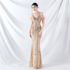 Elegant Floral Sequin High End Evening Dress