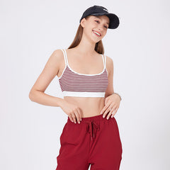 Double Shoulder Strap Striped Sports Bra