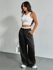 Casual High Waist Loose Drooping Straight Leg Pants