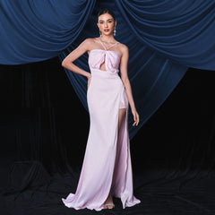 Elegant Sexy Halter Long Slit Evening Dress