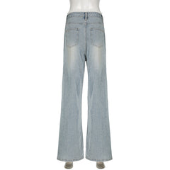 Cool Casual Low Waist Straight Washed Denim Jeans