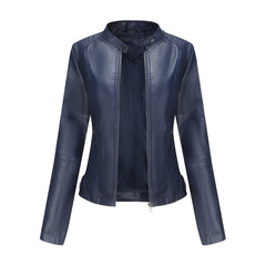 Women Motorcycle Thin Leather Jacket