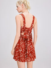 Floral Design V neck Fresh Elegant Textured Dress