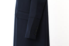 Navy Blue Stitching Long Trench Coat