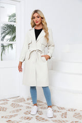 Women Long Loose Jacket Faux Leather Trench Coat