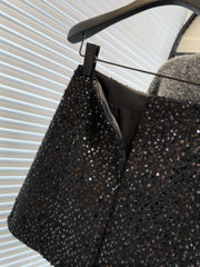 Black Shiny Crystal Sequin Short Skirt