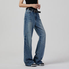 Women Retro Wide Leg High Street Denim Jeans