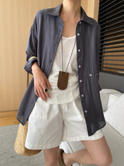 Double Pocket Cotton Loose Straight Casual Shorts