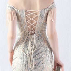 Elegant Boning Corset Lace up Beads Evening Dress