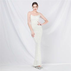 Elegant Beaded Colorful Sequin Long Evening Dress