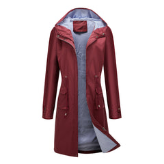 Women Waterproof Hooded Long Casual Trench Coat