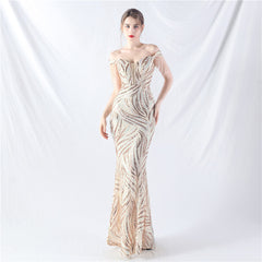 Elegant Boning Corset Lace up Beads Evening Dress