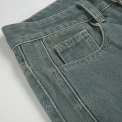 Street Vintage Retro Blue Washed Loose Jeans