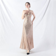 Elegant V-Neck A line Sequined Formal Dress