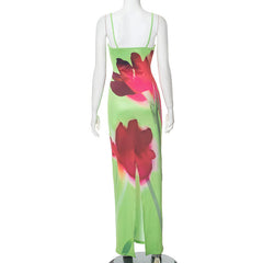 Summer Fresh Casual Strap Floral Print Maxi Dress