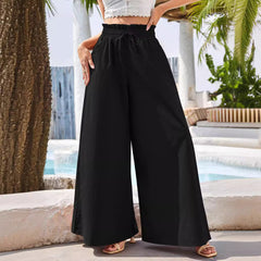 Summer High Waist Loose Cotton Linen Wide Leg Pants