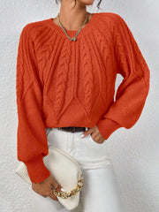 Round Neck Knitted Long Sleeve Twist Sweater