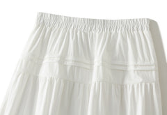 Women High Waist Midi White Stitching Skirt