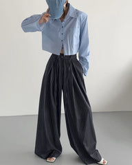 High Waist Striped Loose Drooping Casual Pants