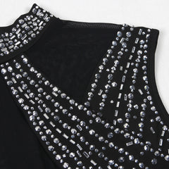 Rhinestone See through Sleeveless Slim Romper