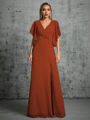 Butterfly Sleeve V Neck Cocktail Evening Dress