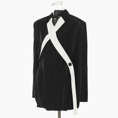 Oversize Black White Stitching Loose Thick Thread Blazer