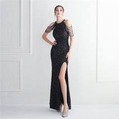 Elegant Micro Glass Beaded Sequined Evening Dress