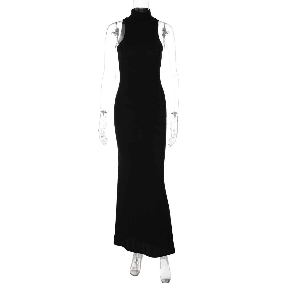 Women Mock Neck Sleeveless  Bodycon Party Dress