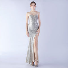 Elegant Retro Tube Top Sequin Evening Dress