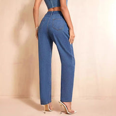 Casual High Waist Straight Leg Denim Jeans