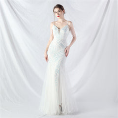 Elegant Sequin Mesh Beaded Evening Dress