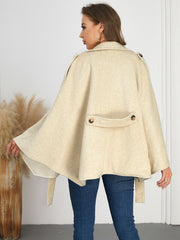 Collared Thin Strap Slim Fit Cloak Robe Woolen Coat