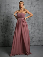 Elegant Rhinestone Strapless Slim Fit Evening Dress